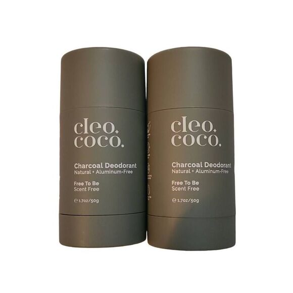 Cleo Coco Charcoal Deodorant 2 Pack Free to Be Scent Free 1.7 fl oz - Picture 1 of 5